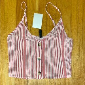 H&M Red and White Buttoned Crop Camisole